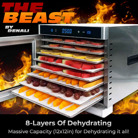 THE BEAST™ – 8 Layer Stainless Steel Food & Fruit Dehydrator, by Denali®